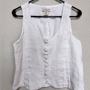 100% Linen White Vest Tank Top Women’s M